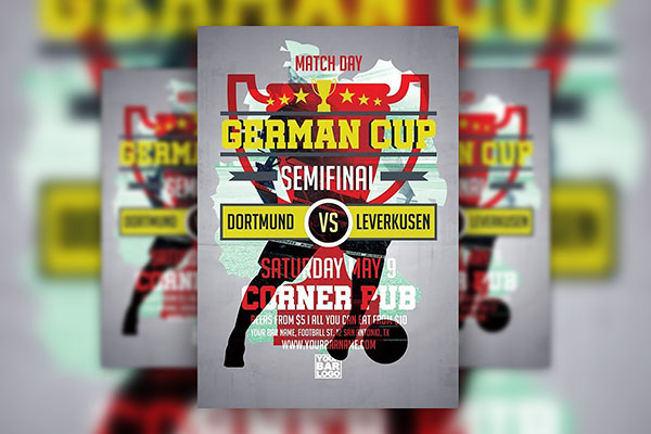 Euro Soccer Cup Flyer Template with Gray Border