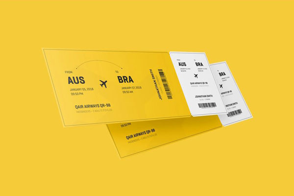 Event Ticket Mockup in 2 Showcases
