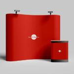Expo Stand with Curved Display Banner Mockup