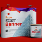 Expo Stand with Curved Display Banner Mockup