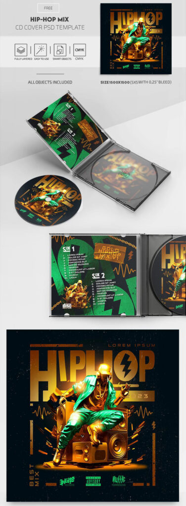 Eye-Catching Gold Hip Hop Album CD Cover Template