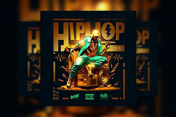 Eye-Catching Gold Hip Hop Album CD Cover Template