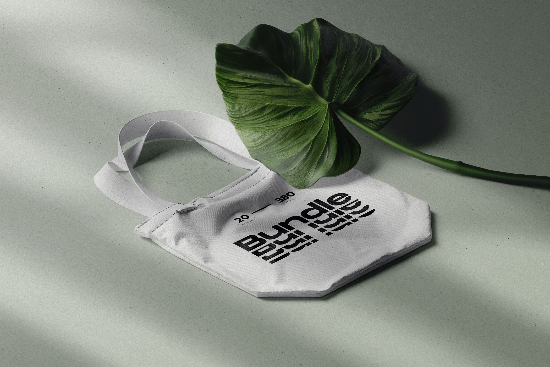 Fabric Bag Mockup in Isometric View with Tropical Leaf FREE PSD