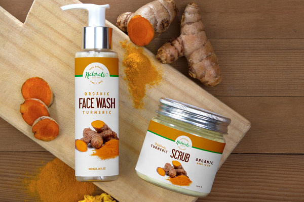 Face Wash Pump Spray and Scrub Jar Overhead View Mockup