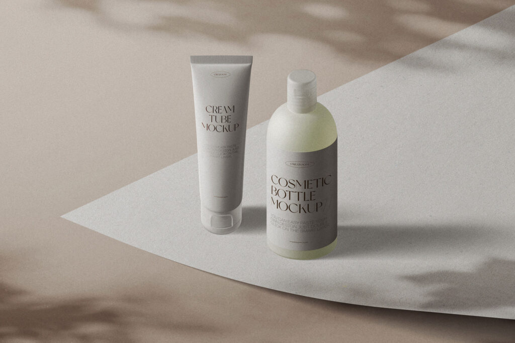 Facing Scene of Cosmetic Tube Mockup with Shadows