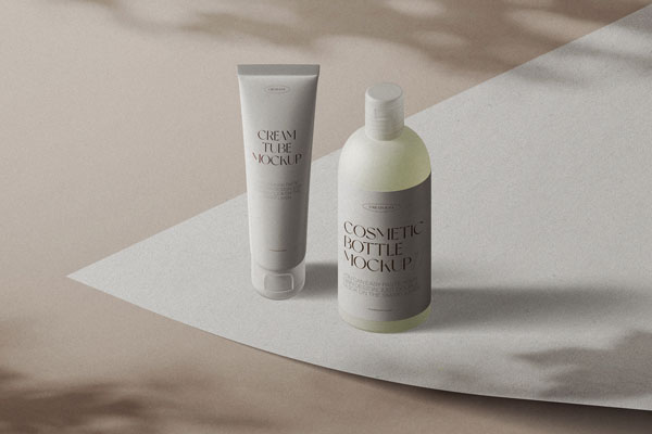 Facing Scene of Cosmetic Tube Mockup with Shadows