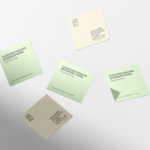 Facing Scene of Floating Square Business Cards Mockup