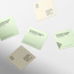 Facing Scene of Floating Square Business Cards Mockup