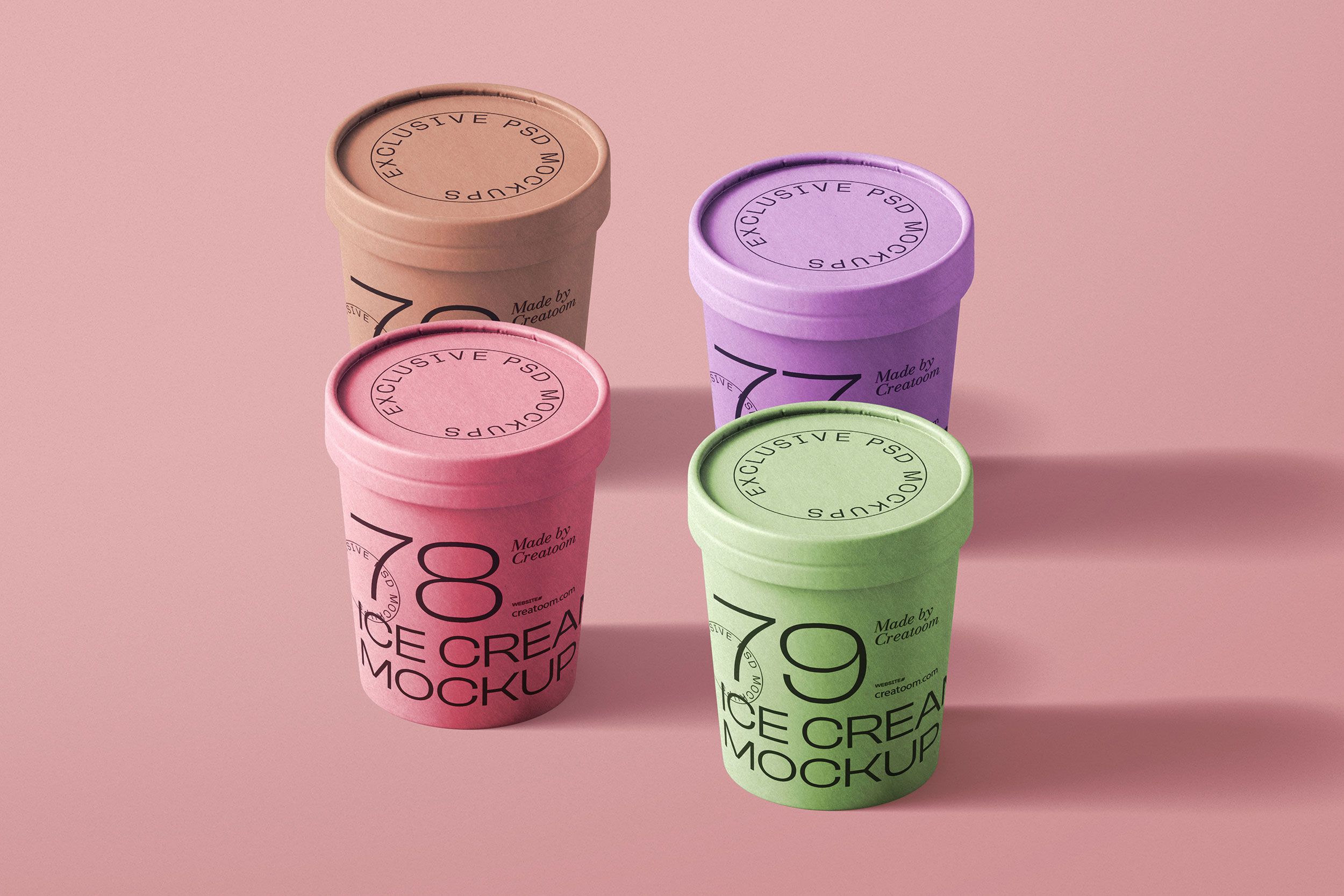 Free Facing Scene of Ice Cream Cup Mockup PSD Template