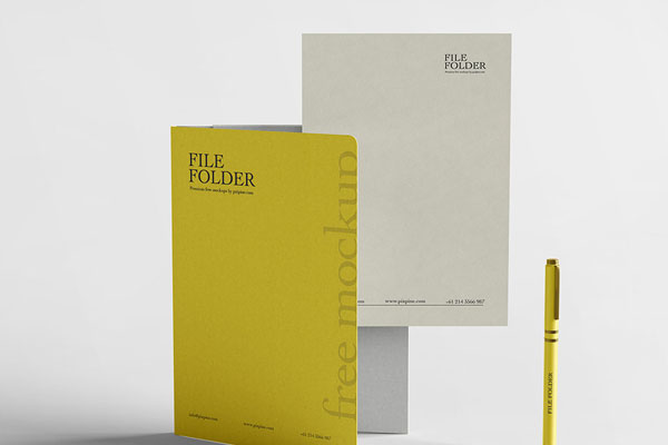 Facing Scene of Letterhead Mockup with Archive File Folder