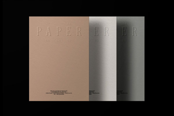 Facing Scene of Papers Mockup on Black Background