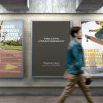 Facing Shot of 3 Subway Station Posters Mockup