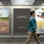 Facing Shot of 3 Subway Station Posters Mockup