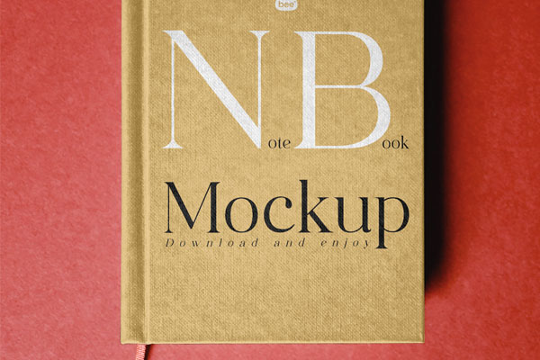 Facing Shot of Hard Cover Notebook Mockup