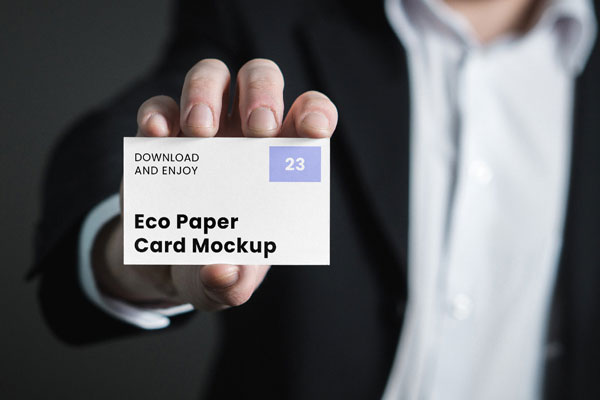 Facing Show of Business Card Mockup in Hand