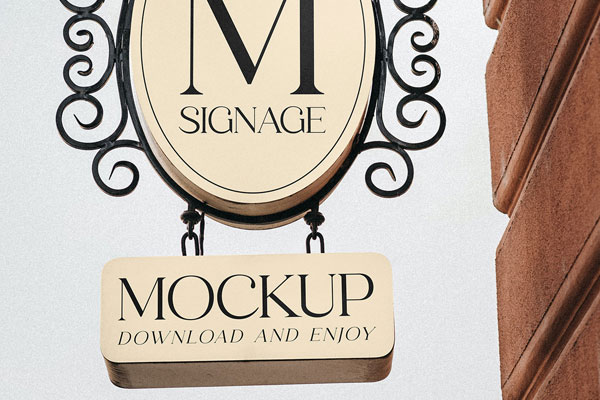Facing Show of Rounded Signage Mockup