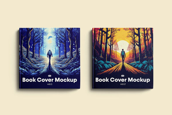 Facing Show of Square Book Cover Mockup
