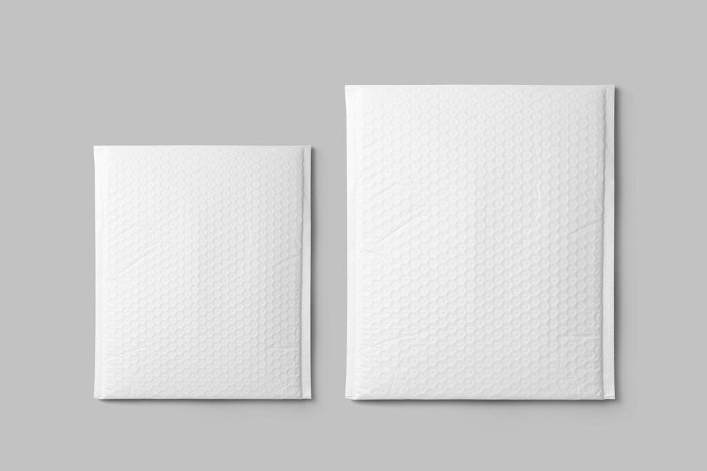 Facing Showcase of Big Bubble Envelopes Mockup