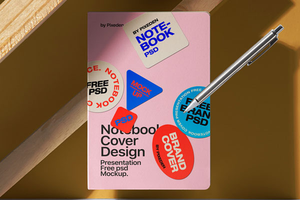 Facing Showcase of Cover Notebook Mockup