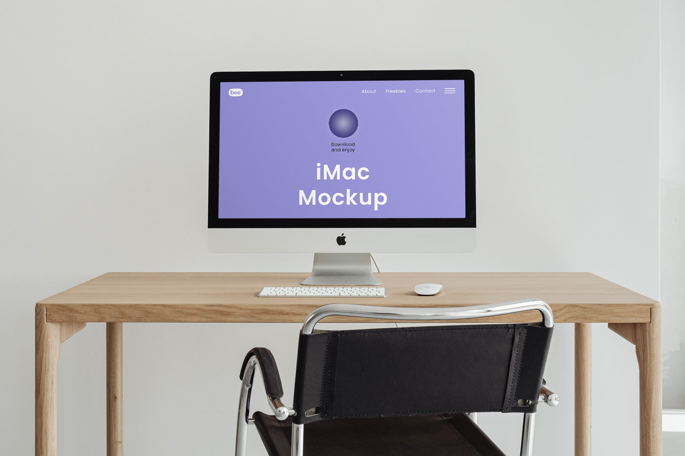 Facing Showcase of Home Office Imac Mockup FREE PSD