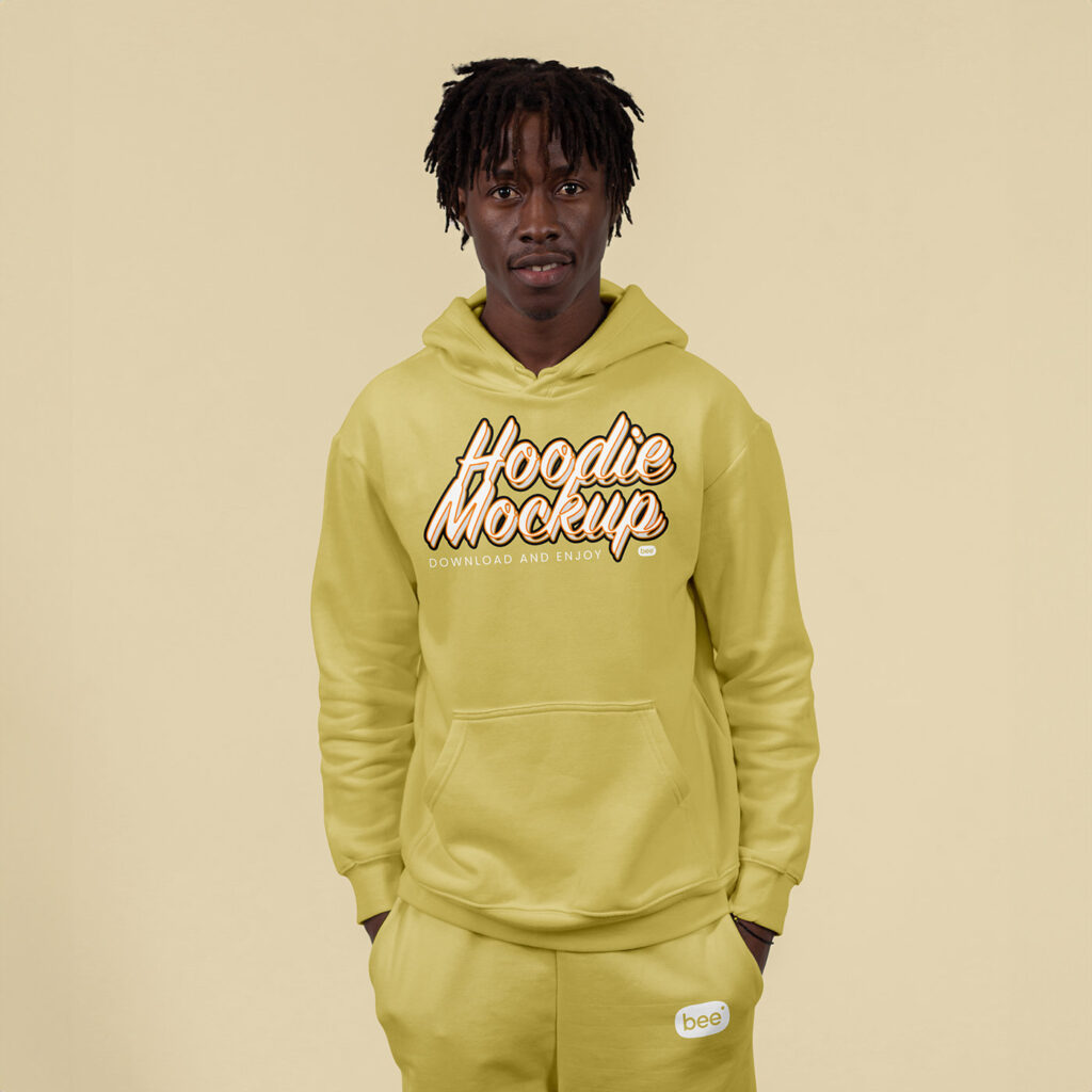 Facing Showcase of Hoodie Mockup with Sweatpants