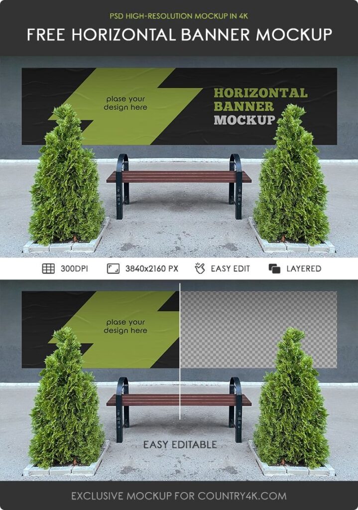 Facing Showcase of Horizontal Banner Mockup