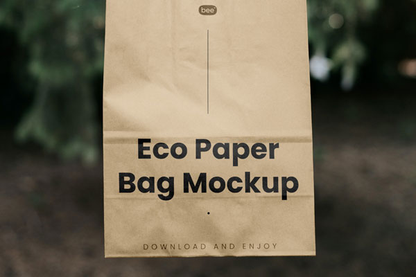Facing Showcase of Paper Bag Mockup in Hand