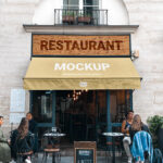 Facing Showcase of Restaurant Front Mockup