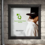 Facing Showcase of Square Window Poster Mockup