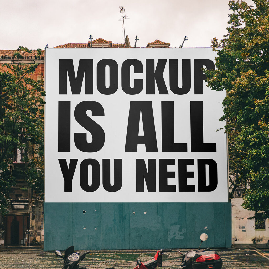 Facing Showcase of Standing Billboard Mockup