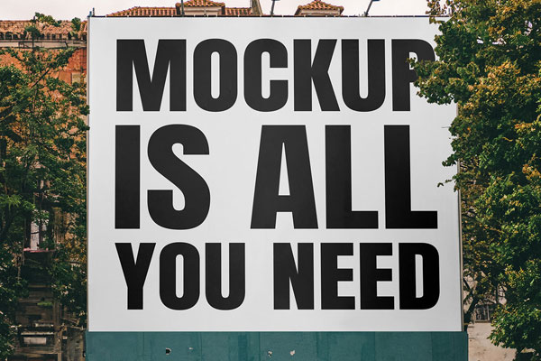 Facing Showcase of Standing Billboard Mockup