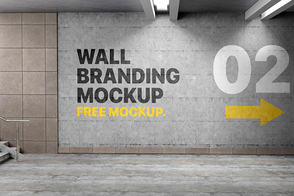 Facing Showcase of Wall Branding Mockup