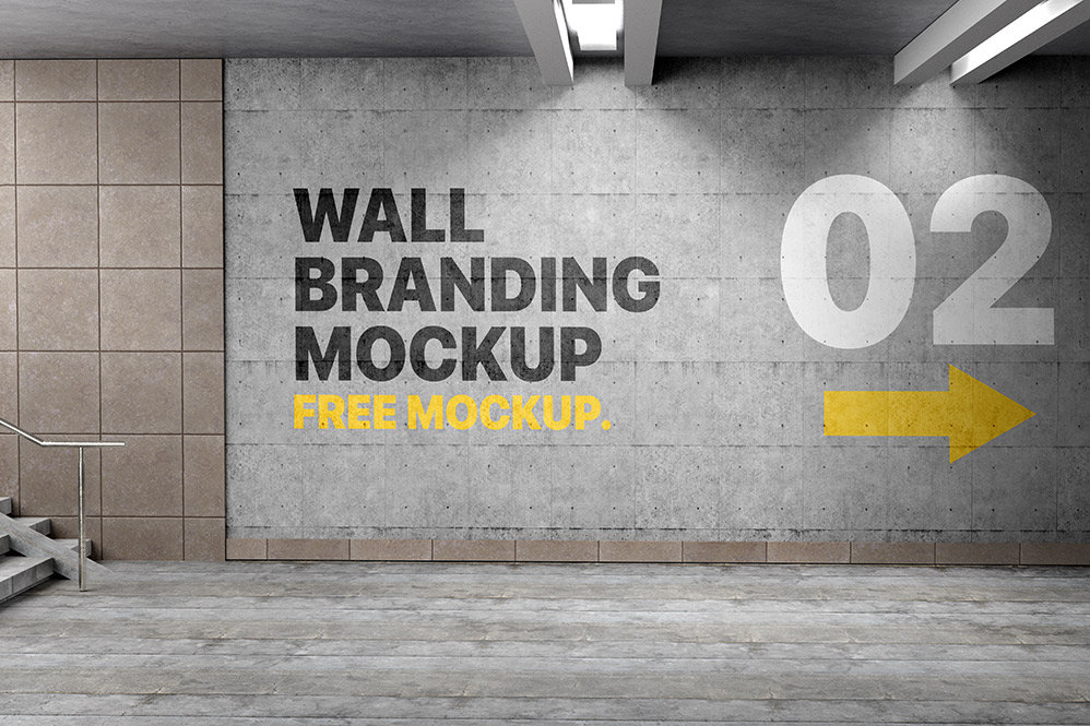 Facing Showcase of Wall Branding Mockup