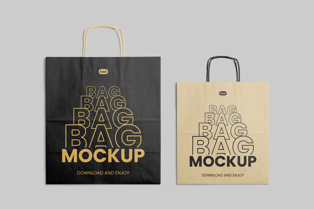 Facing Sight of 2 Paper Bag Mockup