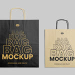 Facing Sight of 2 Paper Bag Mockup