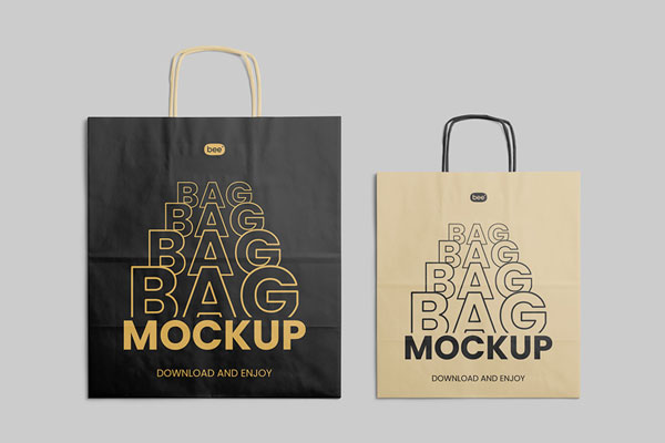 Facing Sight of 2 Paper Bag Mockup
