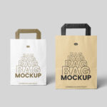 Facing Sight of 2 Standing Paper Bags Mockup