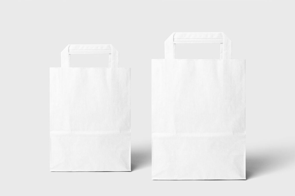 Facing Sight of 2 Standing Paper Bags Mockup