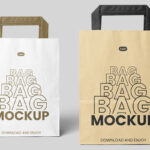 Facing Sight of 2 Standing Paper Bags Mockup