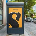Facing Sight of Bus Stop Billboard Mockup