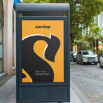 Facing Sight of Bus Stop Billboard Mockup