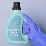 Facing Sight of Detergent Bottle Mockup in Hand