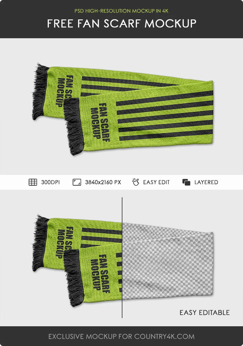 Facing Sight of Fan Scarf Mockup FREE PSD