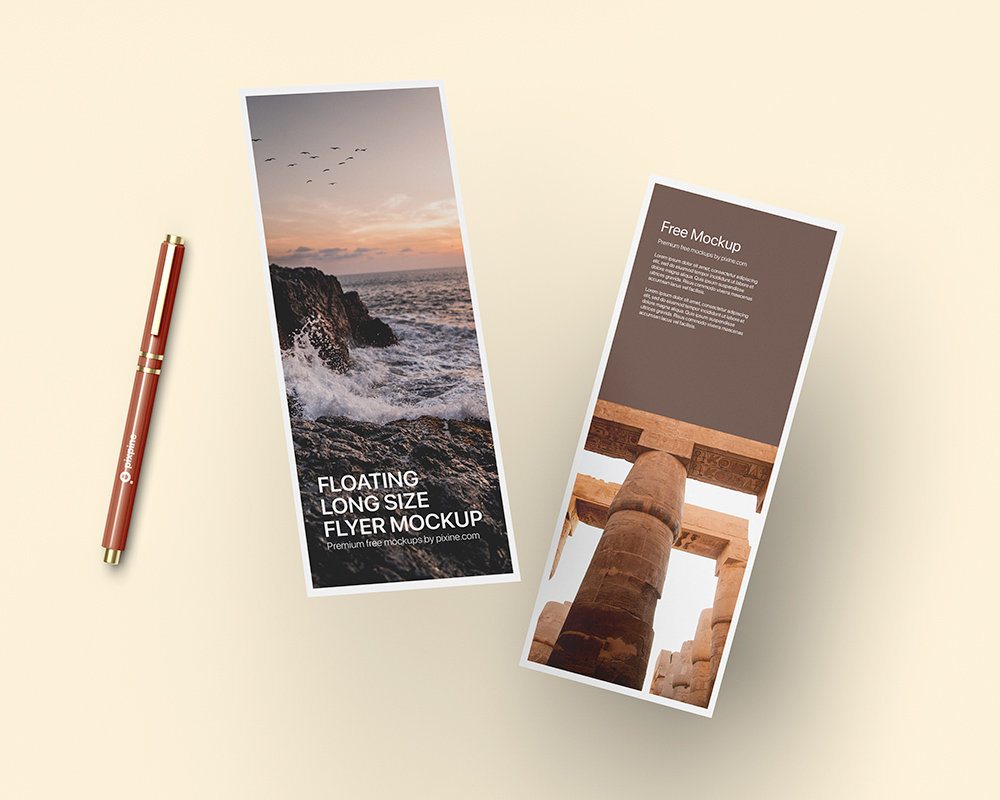 Facing Sight of Floating Long Size Flyer Mockup