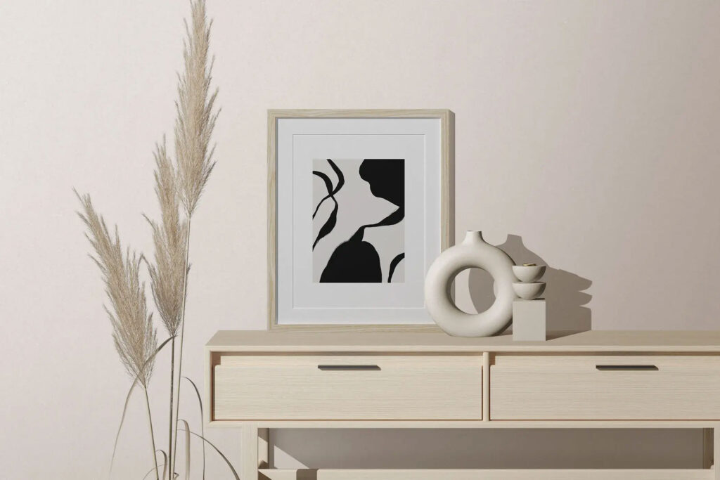 Facing Sight of Frame Mockup with Vase and Candle