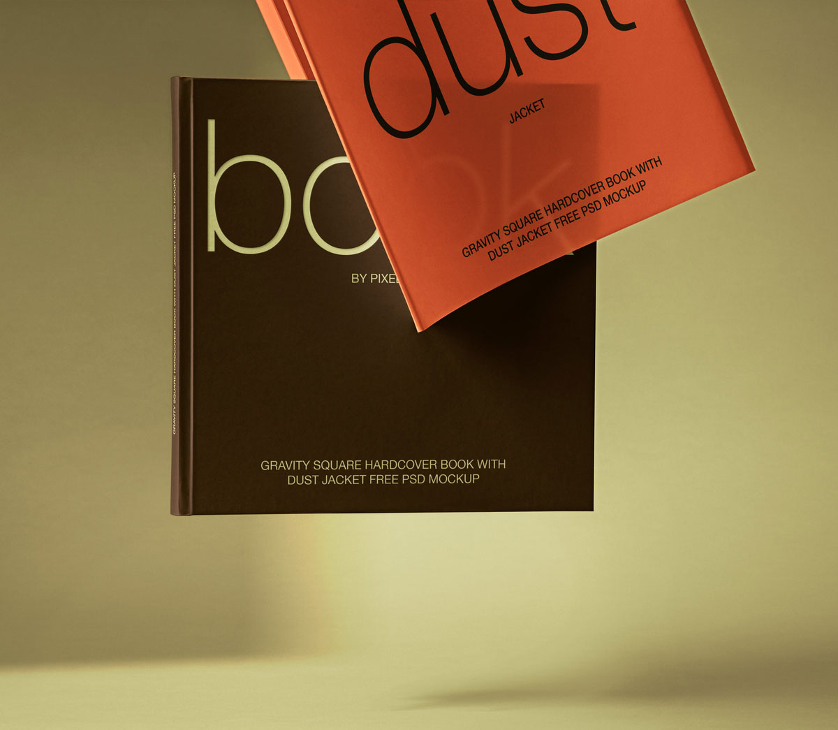 Free Facing Sight of Gravity Branding Square Book Mockup PSD Template