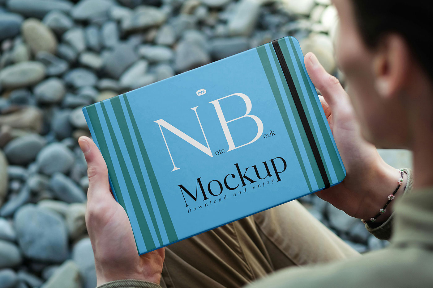 Free Facing Sight of Horizontal Notebook Cover Mockup PSD Template