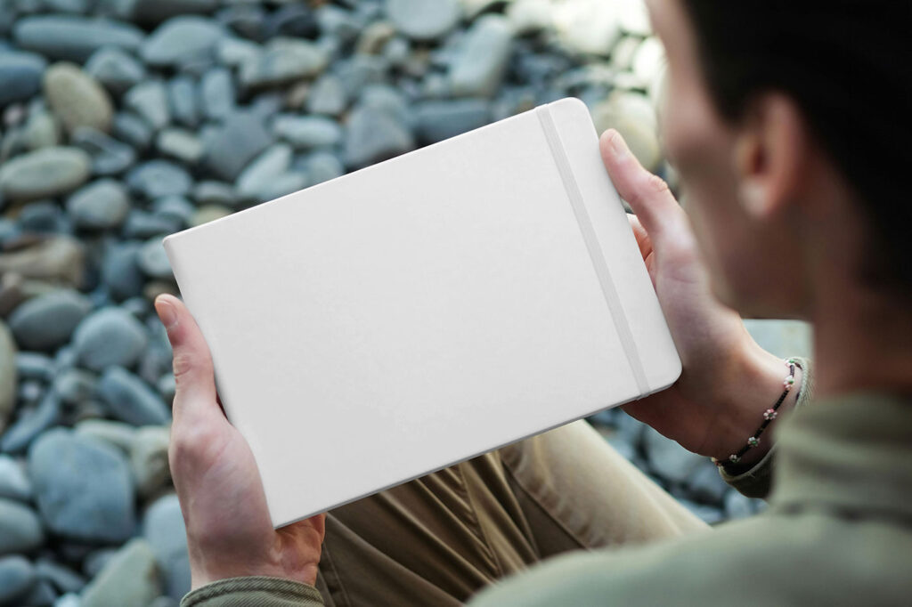 Facing Sight of Horizontal Notebook Cover Mockup