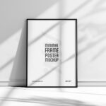 Facing Sight of Minimal Poster Mockup with Shadow Overlay