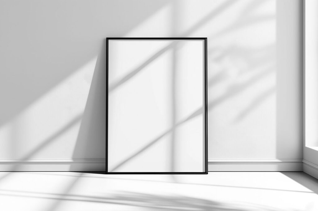 Facing Sight of Minimal Poster Mockup with Shadow Overlay